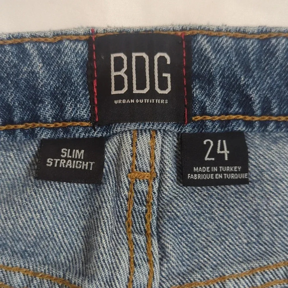 BDG Distressed Slim Straight Jeans, Color Blue Size 24 - Picture 10 of 15